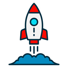 Rocket launch icon for space exploration and startups