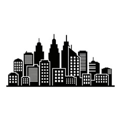 Obraz premium Silhouette of a modern city skyline with diverse skyscrapers.