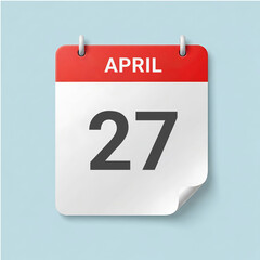Fototapeta premium A calendar page showing the date April 27 on a light blue background