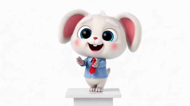 Adorable Team Leader Giving Pep Talk on Podium &ndash; Leadership Motivation Concept