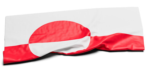 The wrinkled flag of Greenland draped onto a flat plane - transparent background with shadow © Andreas Prott
