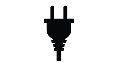 Obraz premium Simple black silhouette of a two prong electrical plug against a white background