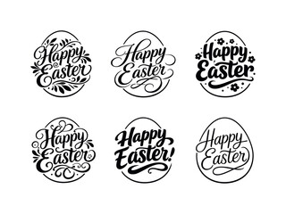 Fototapeta premium Decorative egg quotes lettering. Set lettering. harmonious lettering variations of the same emblematic concept, each with different artistic