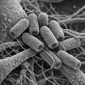 Rabies Virus Particles Interacting With Nerve Cells Ion-abrasion Scanning Electron Micrograph The Concept Of Viral Neurotropism
