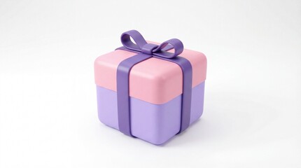 Fototapeta premium Pastel Gift Box with Ribbon and Bow on White Background.