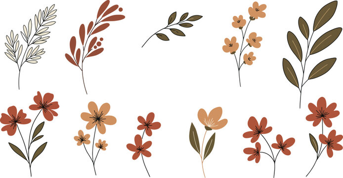 Seamless autumn leaves vector illustration featuring a decorative floral pattern with nature-inspired branch and tree elements for a beautiful seasonal wallpaper design