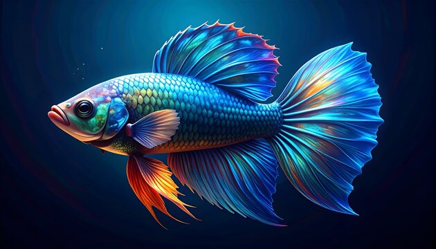 A Blue Fish Swimming Close Up