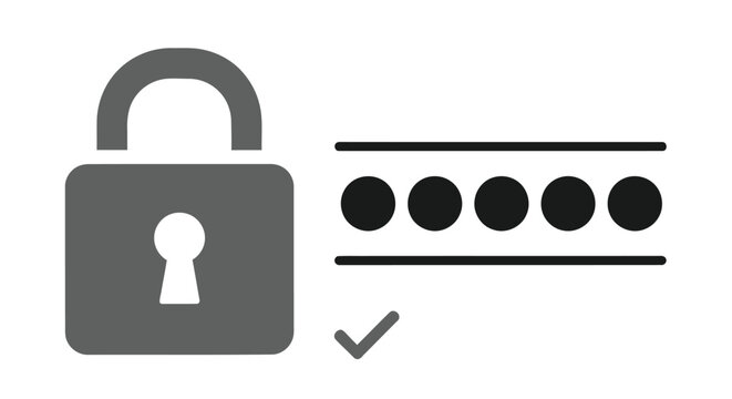 Security padlock icon with a checkmark and number pad for password protection