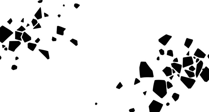 Abstract Black Geometric Shapes Scattered on White Background, Minimalist Design Elements for Modern Graphic Art and Digital Presentations
