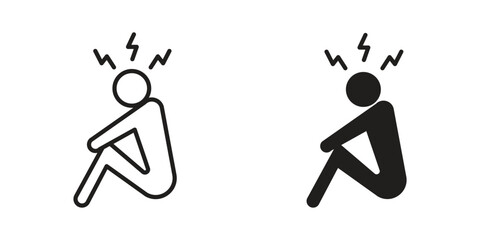 Anxiety or stress icon with editable stroke and solid design vectors