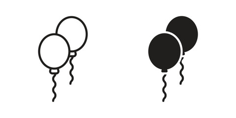 Balloons icon with editable stroke and solid design vectors © khalil