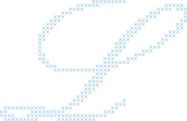 Fototapeta premium Cross Stitch Style Calligraphy Alphabet With Cursive Script Letter L Elegant Vintage Hand Lettered Typography Font Illustration