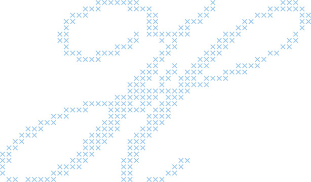 Cross Stitch Style Calligraphy Alphabet With Cursive Script Letter H Elegant Vintage Hand Lettered Typography Font Illustration