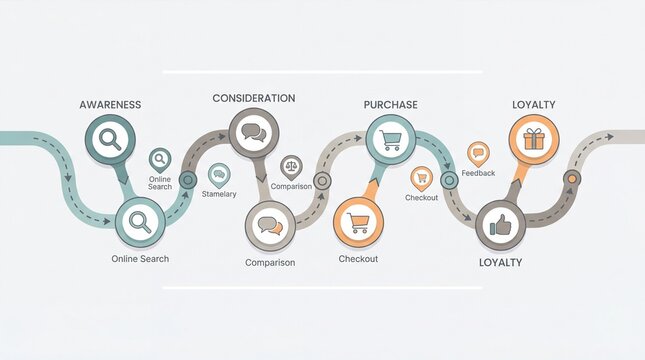 Set of customer journey map icons vector
