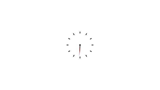 Clock spinning, watch animation on a white background with alpha channel. Clock icon flat style 24 hours day fast speed with moving timer clock rotation,