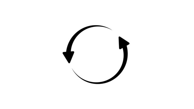 White circle arrow refresh icon,on a white background, with 4k video animation.