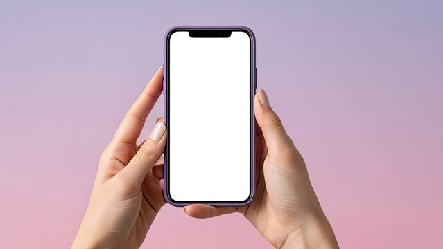 Hands holding blank smartphone
