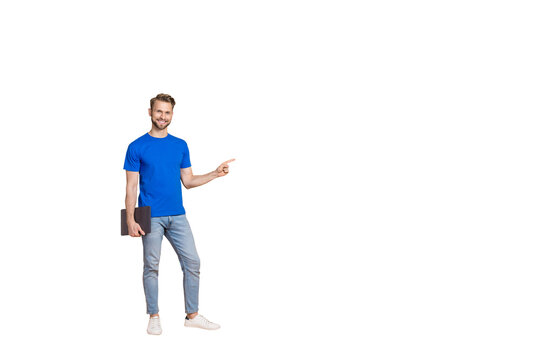 Poster trend sketch template 3D photo collage of goal trade stats target success young guy stand hand hold laptop finger point arrow up