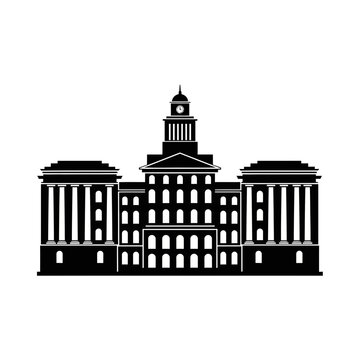 Black and White Silhouette of a Grand Classical Building.