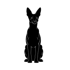 Black Silhouette of a Chihuahua Dog Sitting Alertly.
