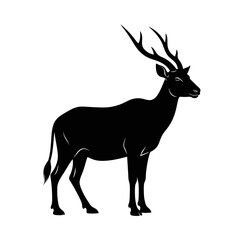 Obraz premium Black Silhouette of an Antelope with Horns.
