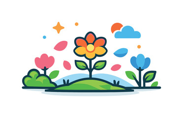 Fototapeta premium Garden blooms a peaceful garden view where petals gently surround a central flower, reflecting calm, balance and appreciation of simple