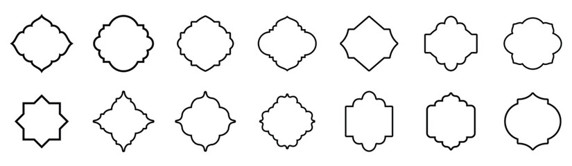 Islamic frames. Ramadan frames, mosque arches, decorative arches,  islamic frame vector illustration in arabic style. graphic style with abstract shapes templates for social.