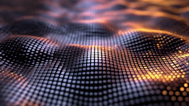 Dynamic grid pattern with vibrant orange and gray hues
