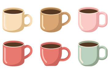 Obraz premium Minimal coffee cups collection cafe drink symbol design 