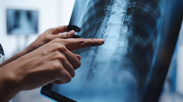An Indian doctor meticulously reviews crucial medical scans, expertly pointing out critical details on an xray, demonstrating advanced diagnostic processes in this vital health footage