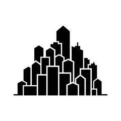 Stylized Black Silhouette of a City Skyline.