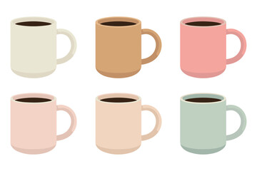 Obraz premium Minimal coffee cups collection cafe drink symbol design 