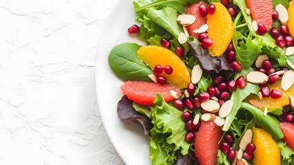 Fresh and healthy fruit and greens salad