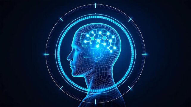 Human head with digital brain interface