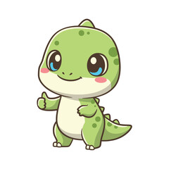 Adorable dinosaur giving a thumbs up gesture with a confident smile