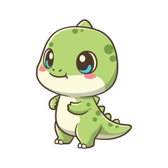 Obraz premium Shy green dinosaur looking sideways with a tiny curious facial expression