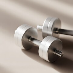 3d illustration of dumbbells and fitness equipment for training and healthy living