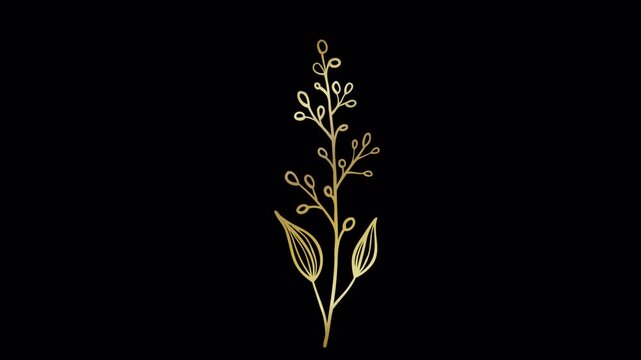 Elegant Golden Botanical Illustration on a Dark Background.