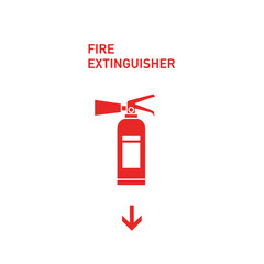 Obraz premium Red Fire Extinguisher Icon with Down Arrow Sign