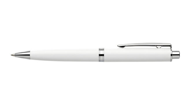 Elegant white ballpoint pen isolated view perfect for design and branding isolated on transparent background