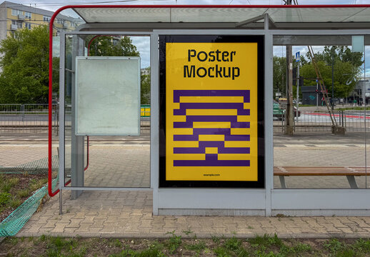 Tram Stop Citylight PSD Mockup