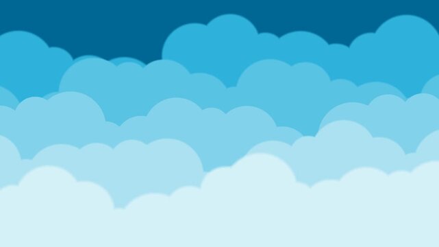 Cartoon blue sky with white clouds animation background loop