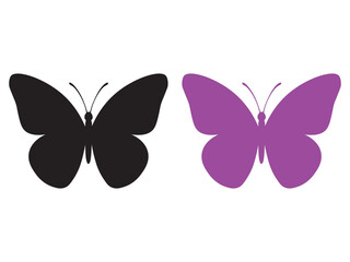 Black and purple butterfly silhouette icons © Md