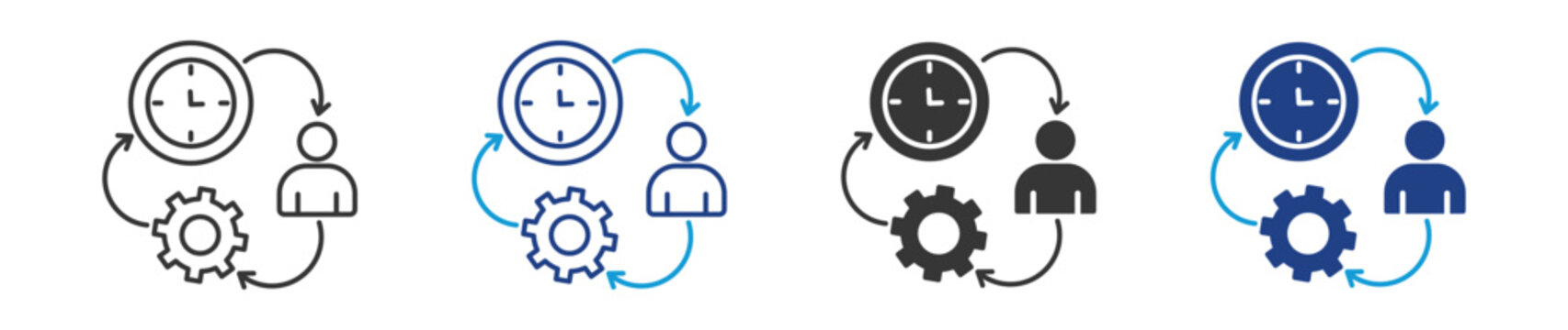 attendance & time management icon set multiple style collection	
