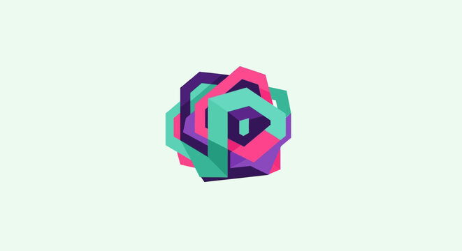 Colorful abstract hexagon shape logo design.