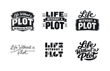 Fototapeta premium Image Generation. Life without a plot. Set lettering. harmonious lettering variations of the same emblematic concept, each with different artistic