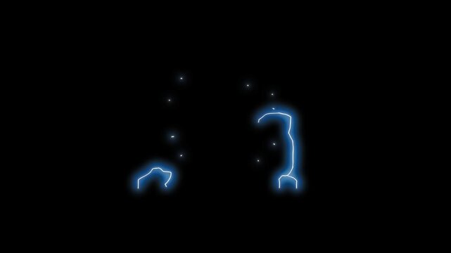 Electric flash FX with thunder strike overlays and cartoon explosion effects set against black screen ideal for VFX animation, game cutscenes or cinematic anime inspired edits
