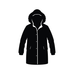 Warm and cozy winter jacket with fur hood, perfect for cold weather, silhouette vector illustration, parka jacket silhouette vector illustration © MstHumaira