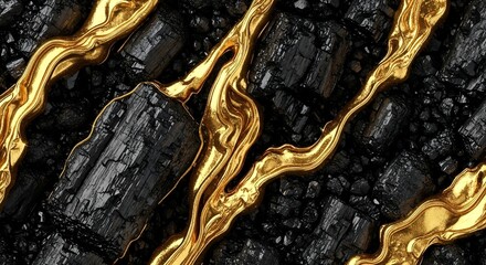 Luxury Black Marble Texture with Golden Veins Abstract Background