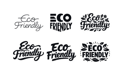 Obraz premium Eco-conscious label lettering. Set lettering. harmonious lettering variations of the same emblematic concept, each with different artistic